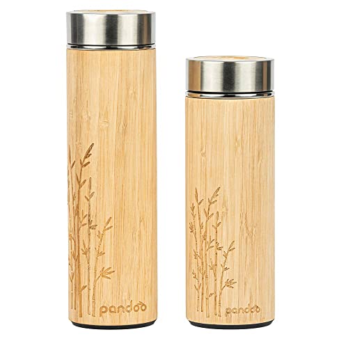 pandoo Bambus Thermobecher - doppelwandige Thermoflasche,...